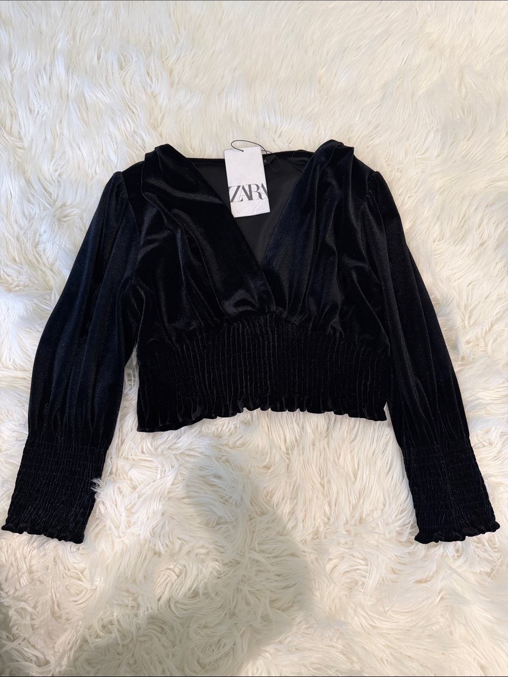 NWT Velvet Long Sleeve Crop Top